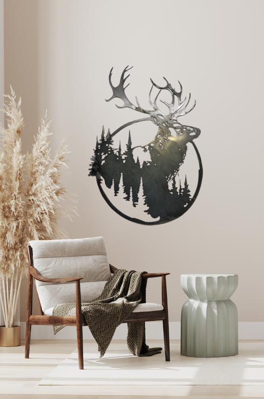 AR0539 Découpe plasma Cerf cercle 50x36 cm