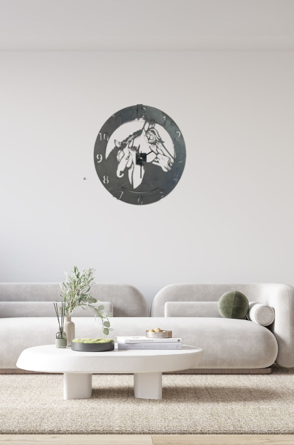AR0548 Pendule Têtes de chevaux